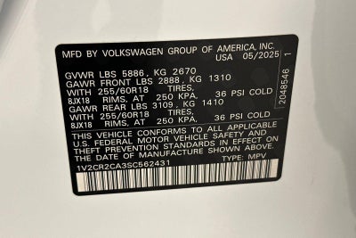 2025 Volkswagen Atlas 2.0T Peak Edition