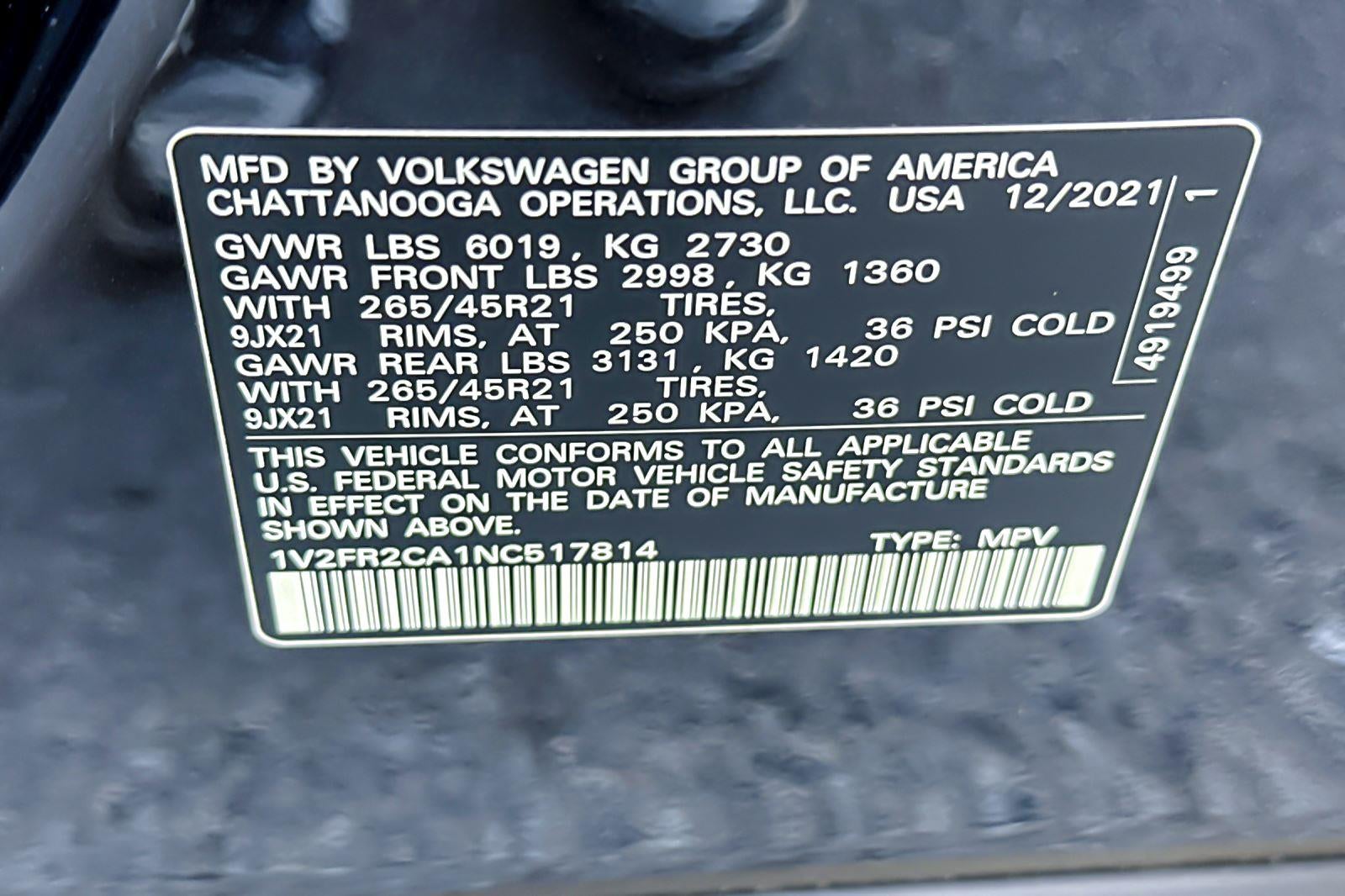 2022 Volkswagen Atlas 3.6L V6 SEL Premium R-Line