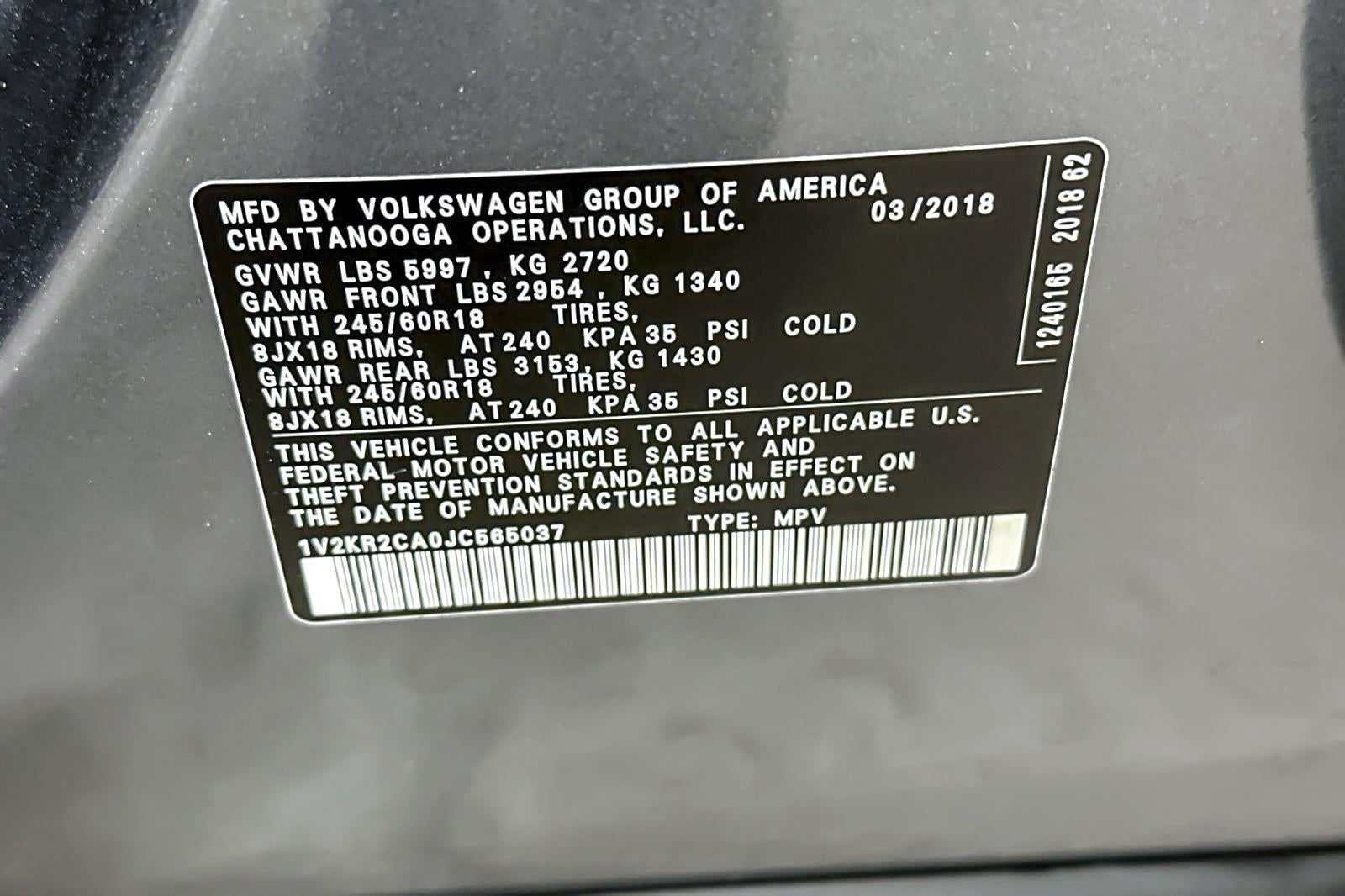 2018 Volkswagen Atlas 3.6L V6 SE