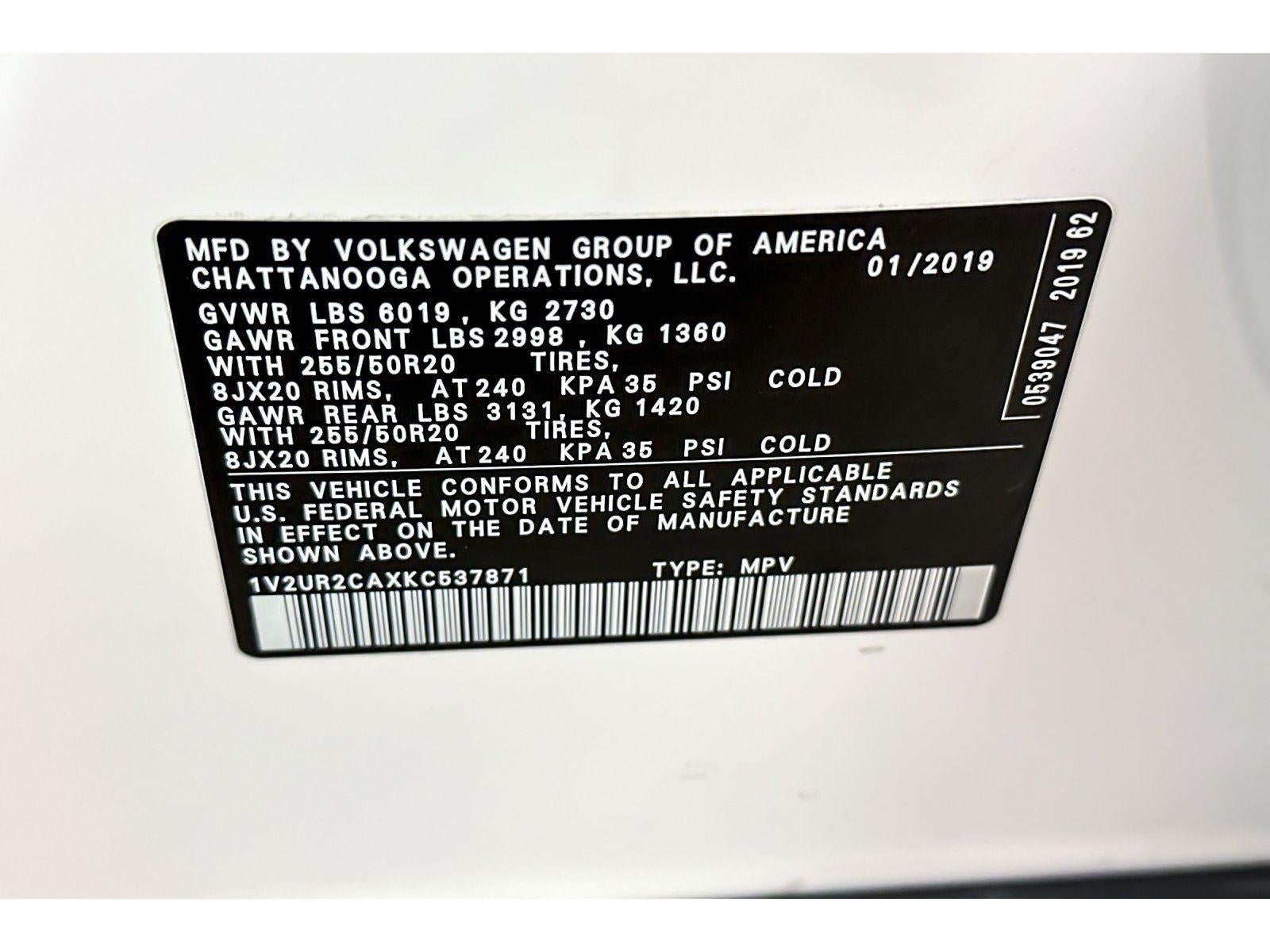 2019 Volkswagen Atlas 3.6L V6 SE w/Technology