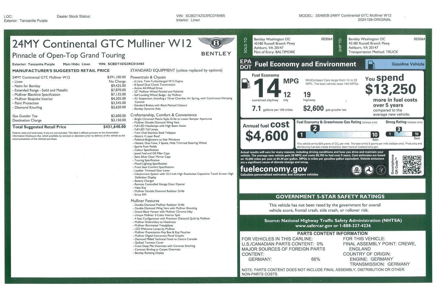 2024 Bentley Continental GT Mulliner W12