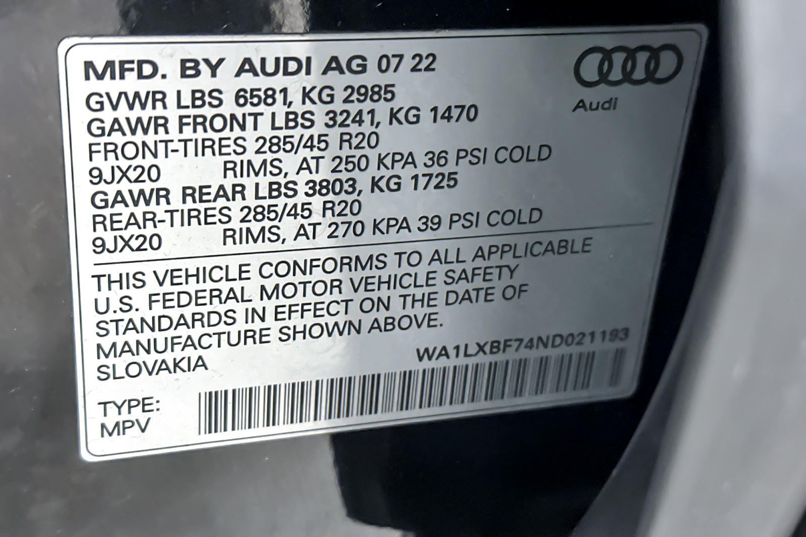 2022 Audi Q7 Premium Plus