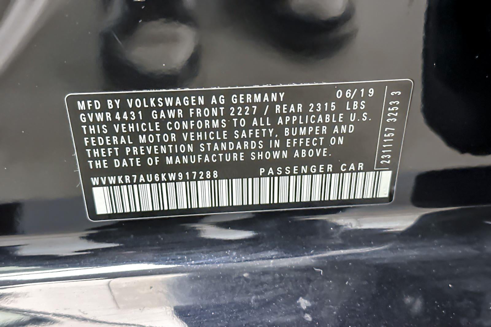 2019 Volkswagen e-Golf SE