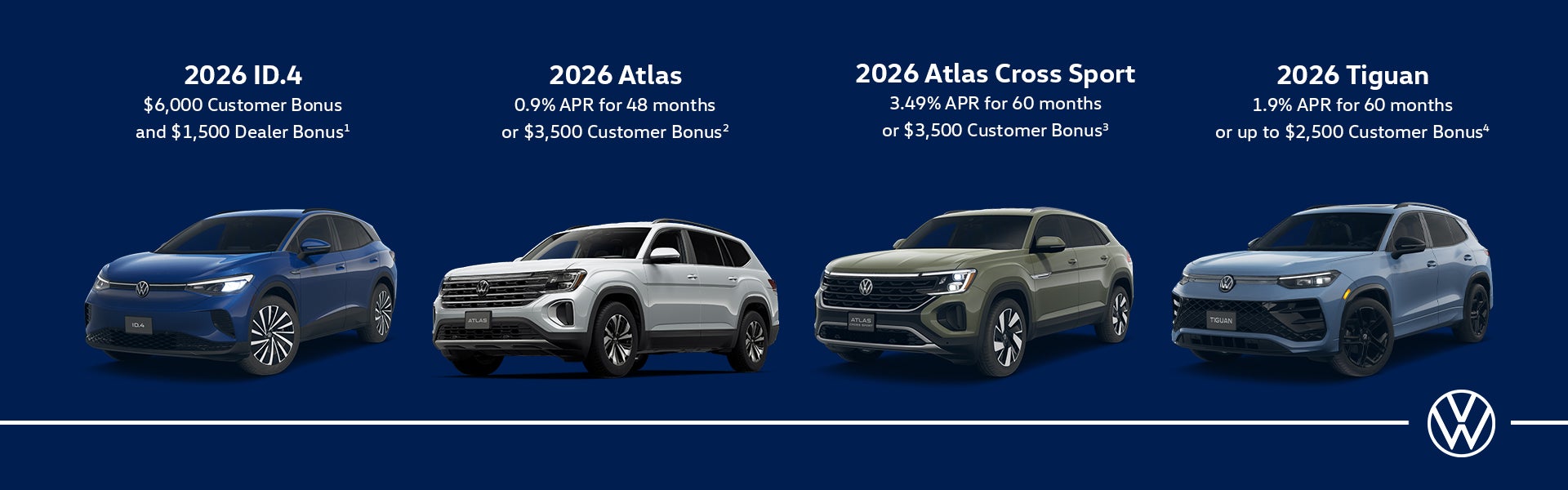 2026 ID.4, Atlas, Atlas Cross Sport, Tiguan APR Specials