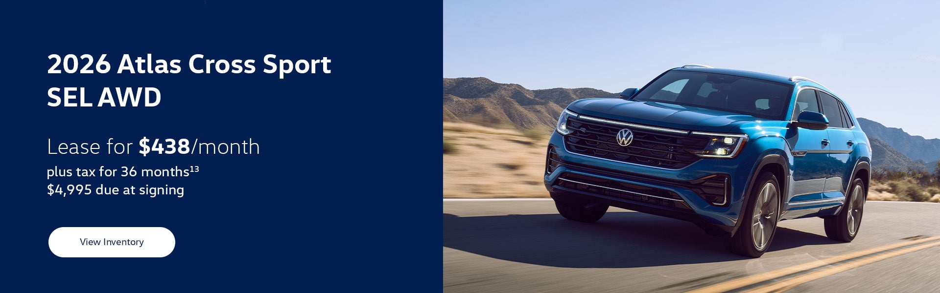 2026 Volkswagen Atlas Cross Sport 2.0T SEL Lease Banner