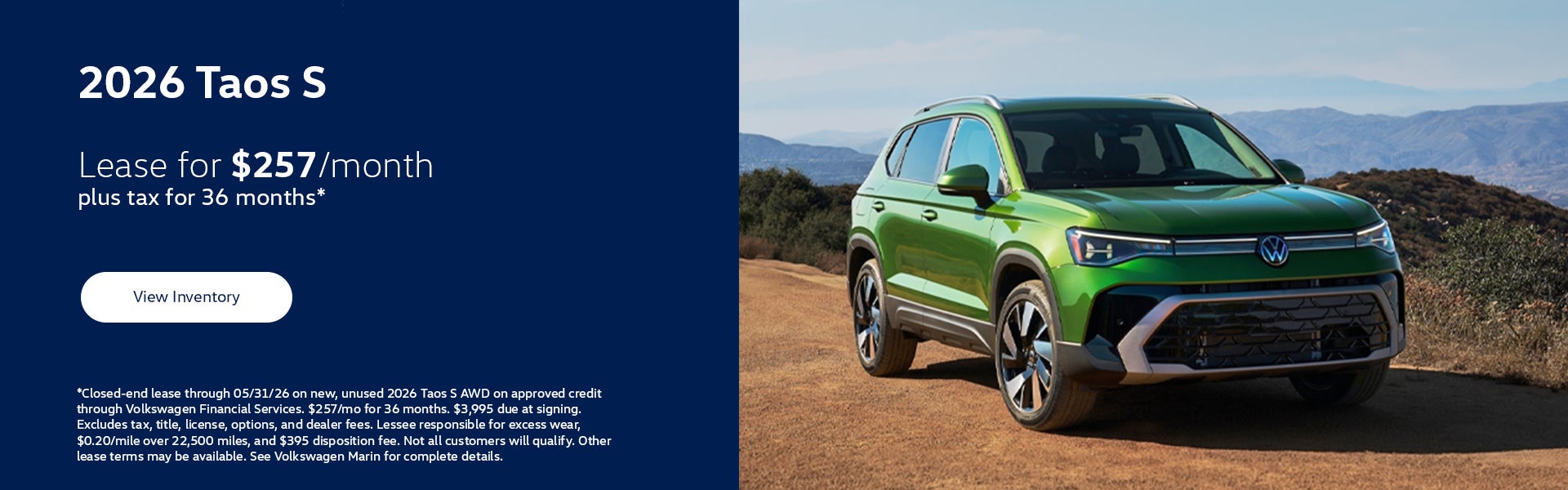 2026 Taos S Lease Special