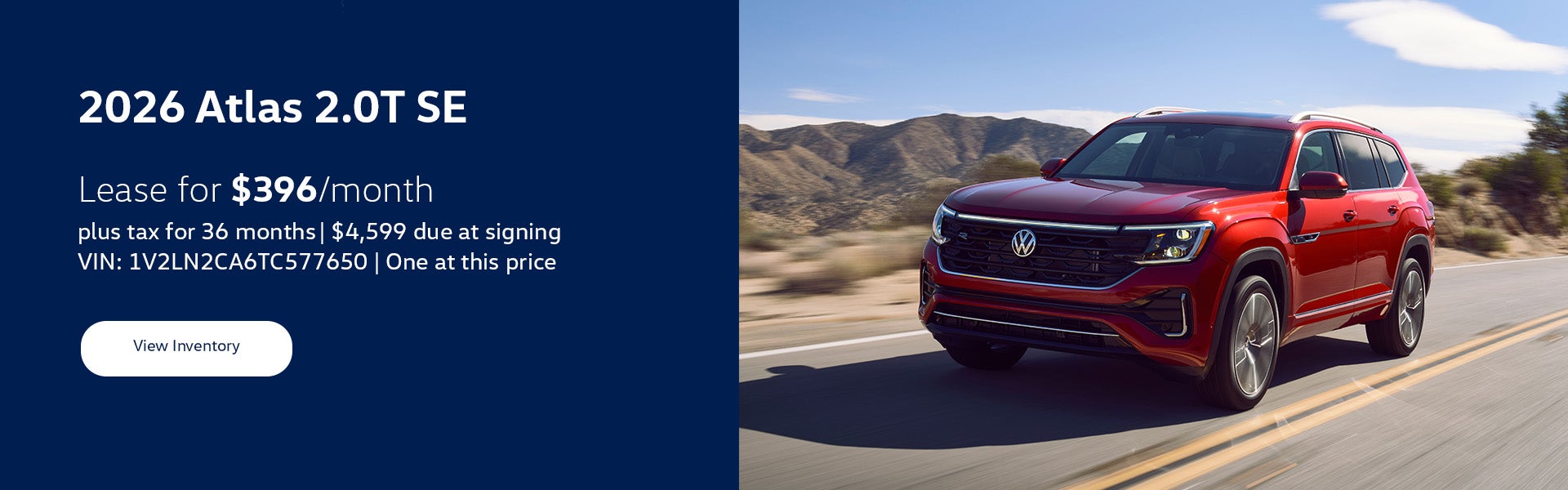 2026 Volkswagen Atlas 2.0T SE Lease Special