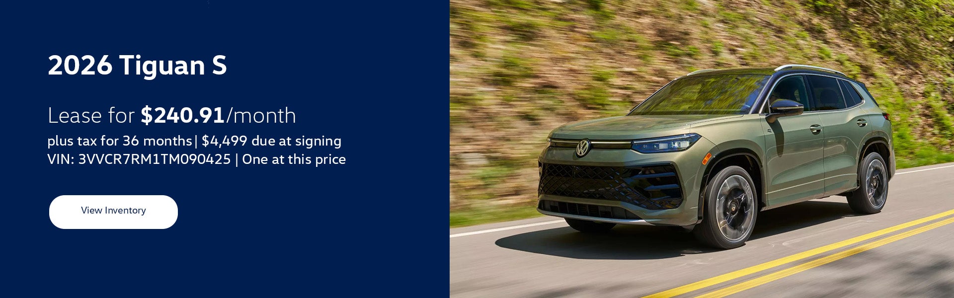 2026 Tiguan S Lease Banner