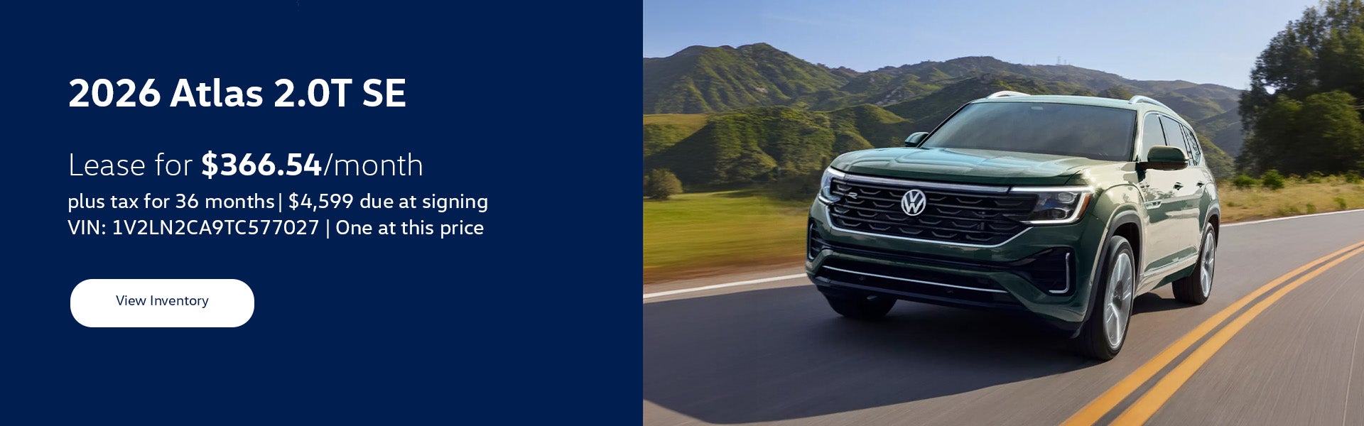 2026 Atlas 2.0T SE Lease Banner