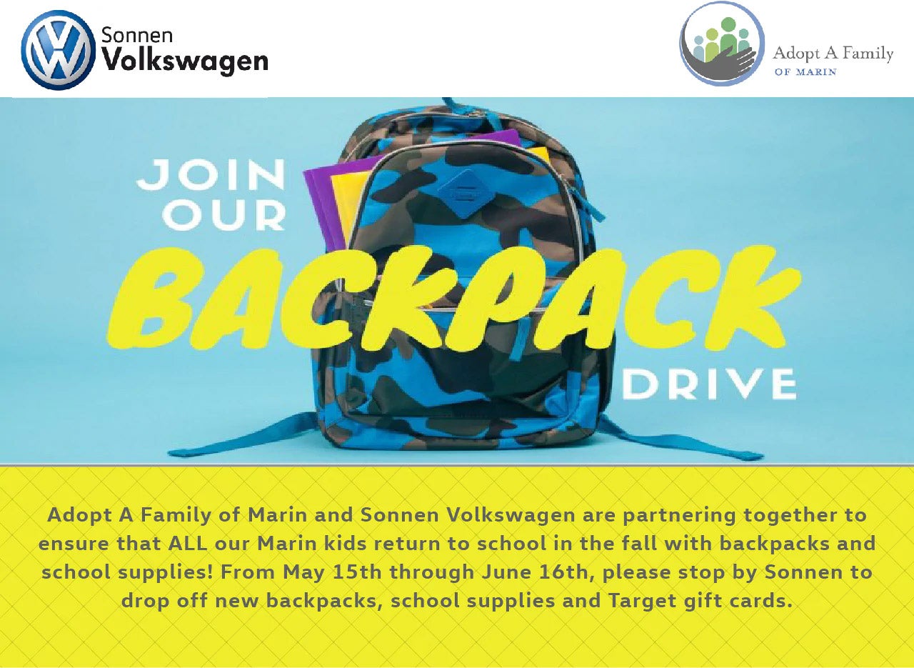 Join Volkswagen Marin's backpack drive